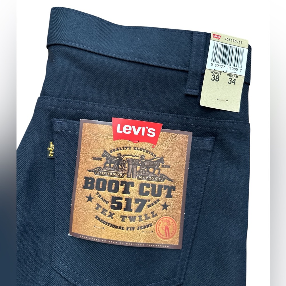 Vintage Deadstock Levi’s Men’s Size 38x34 Boot‎ Cut 517 Tex Twill Jeans Black